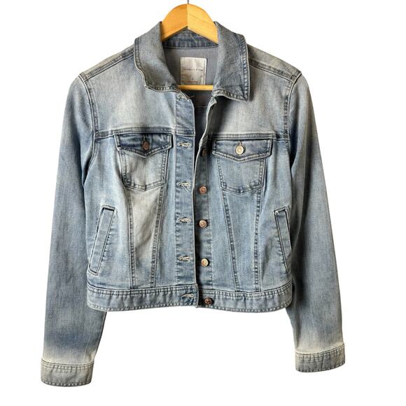 Celebrity Pink Jackets & Blazers - Celebrity Pink Jean Jacket Light Wash Stretch Boho Western Ombre Grunge Casual